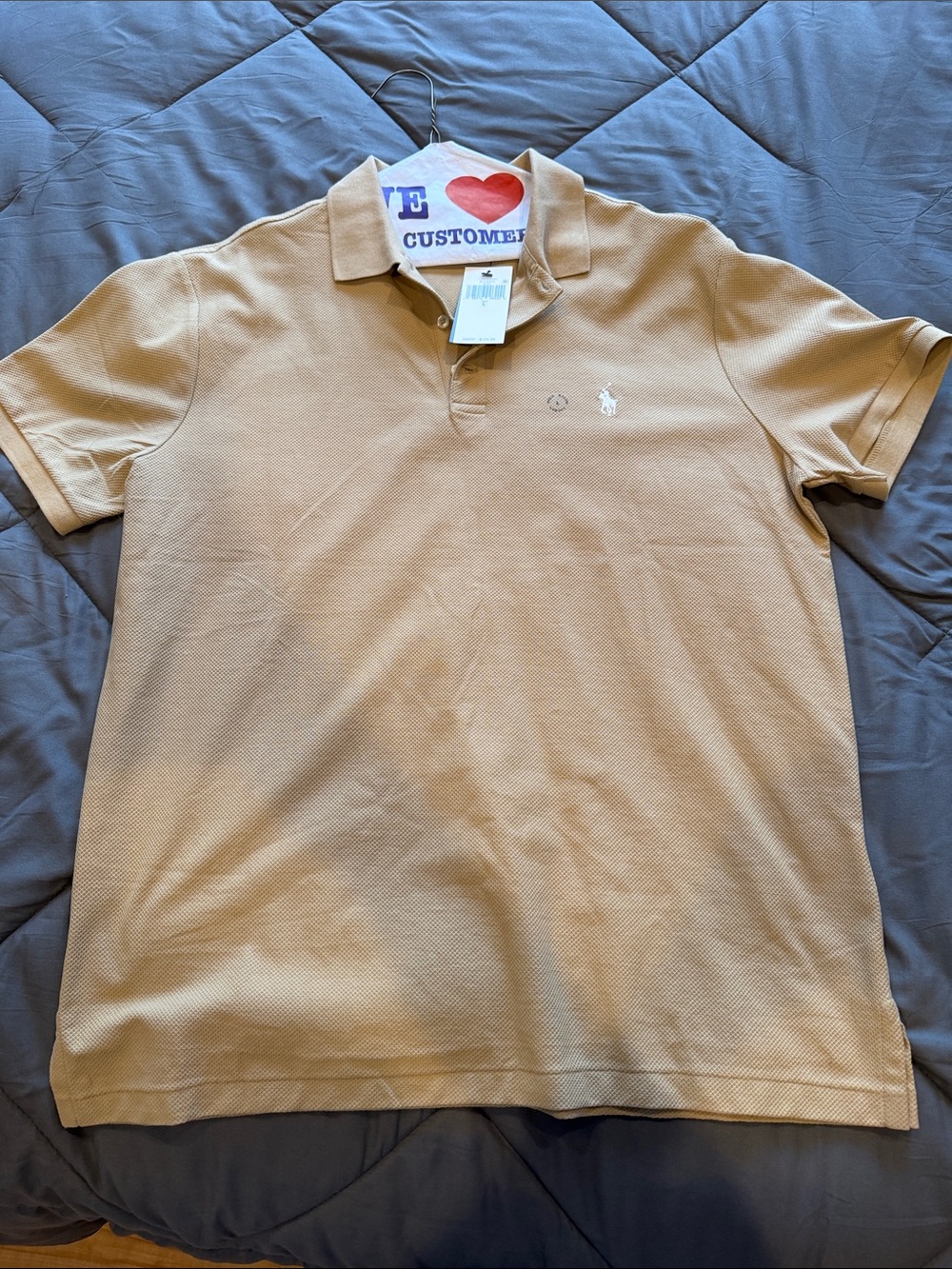 Polo by Ralph Lauren Tan Short-Sleeve Pique Polo with Embroidered Logo
